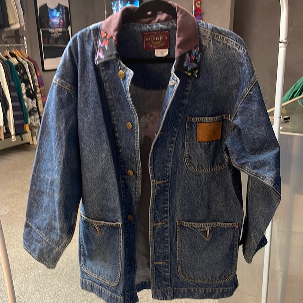 Vintage Alfred Dunner Denim Jacket with Embroidered Collar